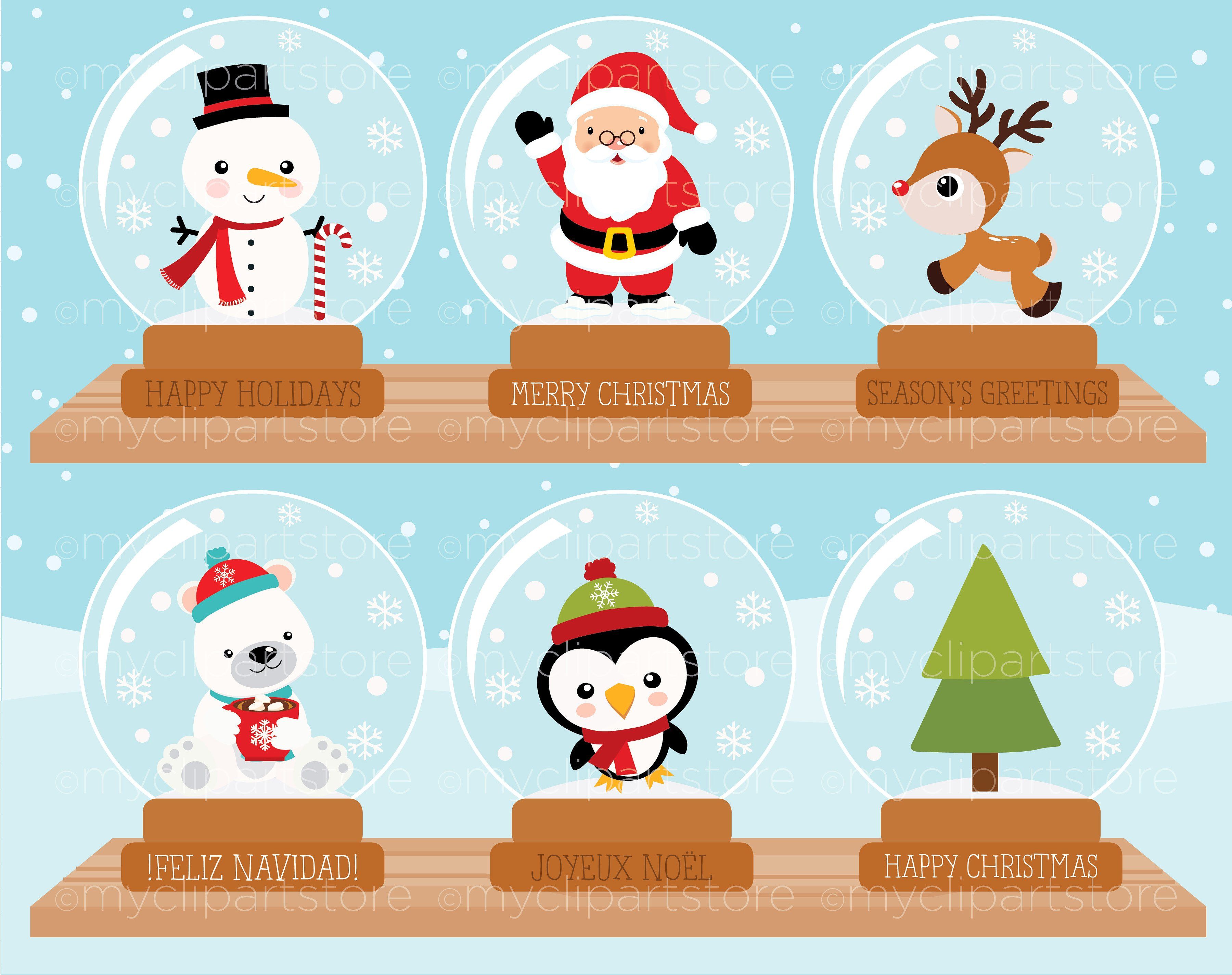 Christmas, Snow Globes Clipart by MyClipArtStore on