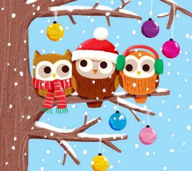 Christmas owls wallpaper winter snow