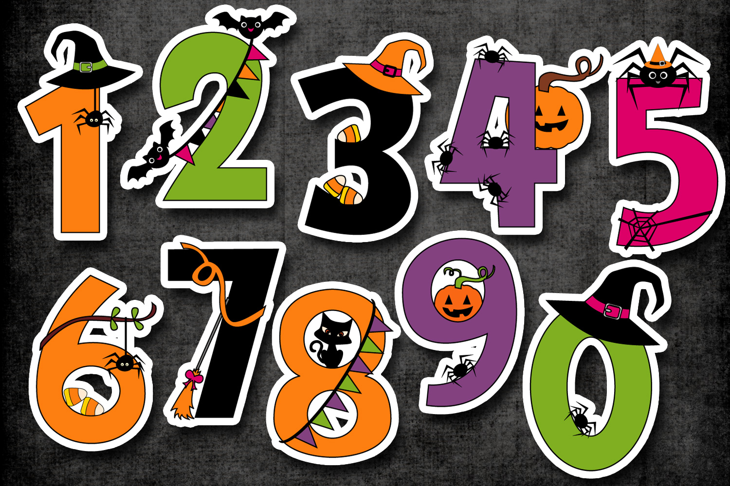 Halloween numbers clipart graphic illustrations