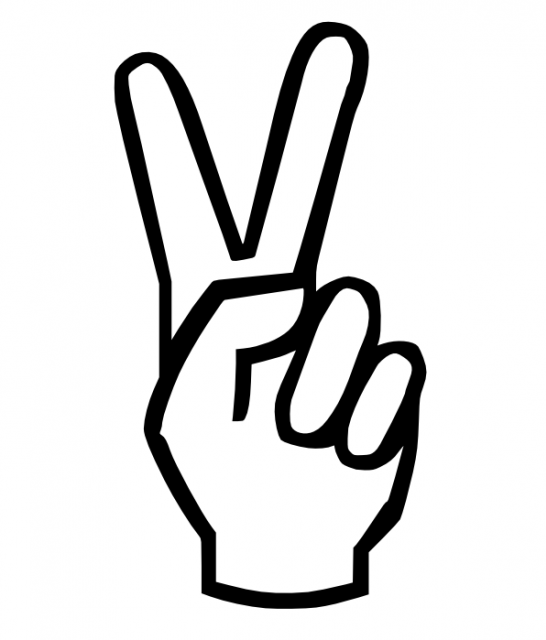 Peace sign hand.