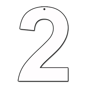 A picture of the number two with a black outline and a small