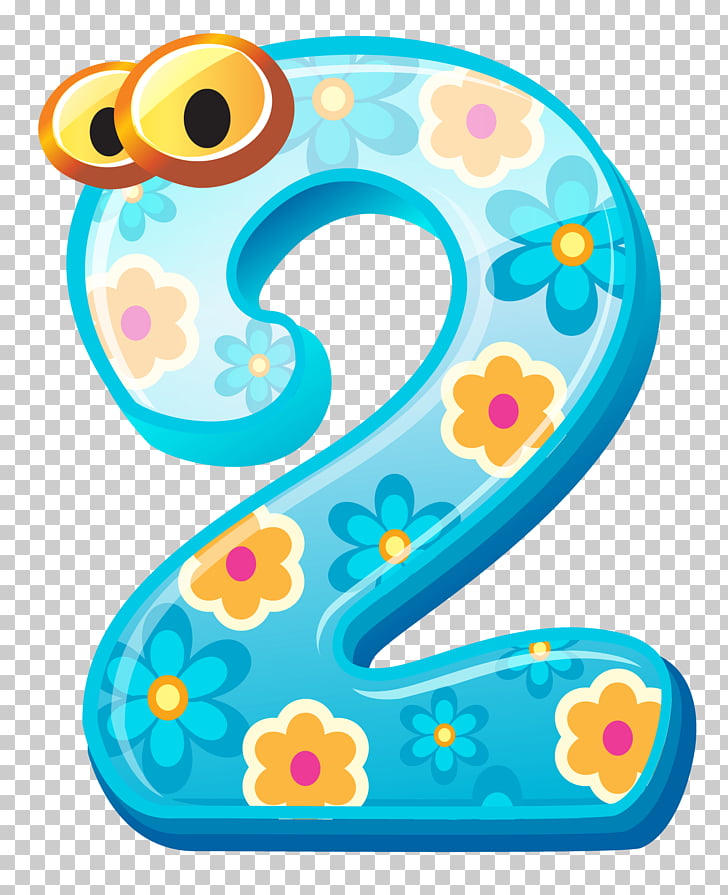 Number , Cute Number Two , yellow and blue
