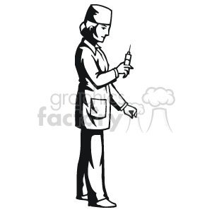 Black and white outline of a nurse clipart