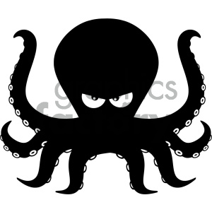 Royalty Free RF Clipart Illustration Angry Black Silhouettes Of Octopus  Cartoon Mascot Character Vector Illustration Isolated On White Background