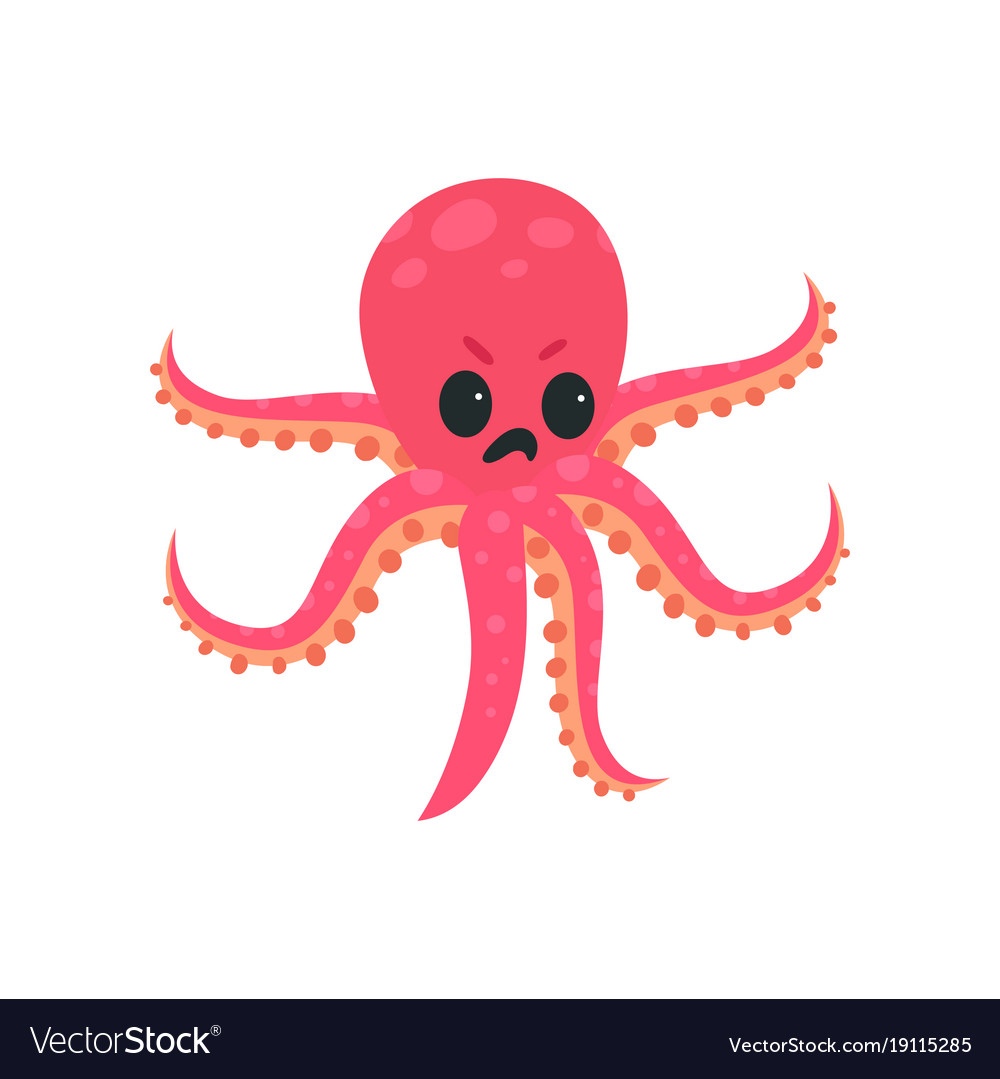 Cartoon octopus character with angry face