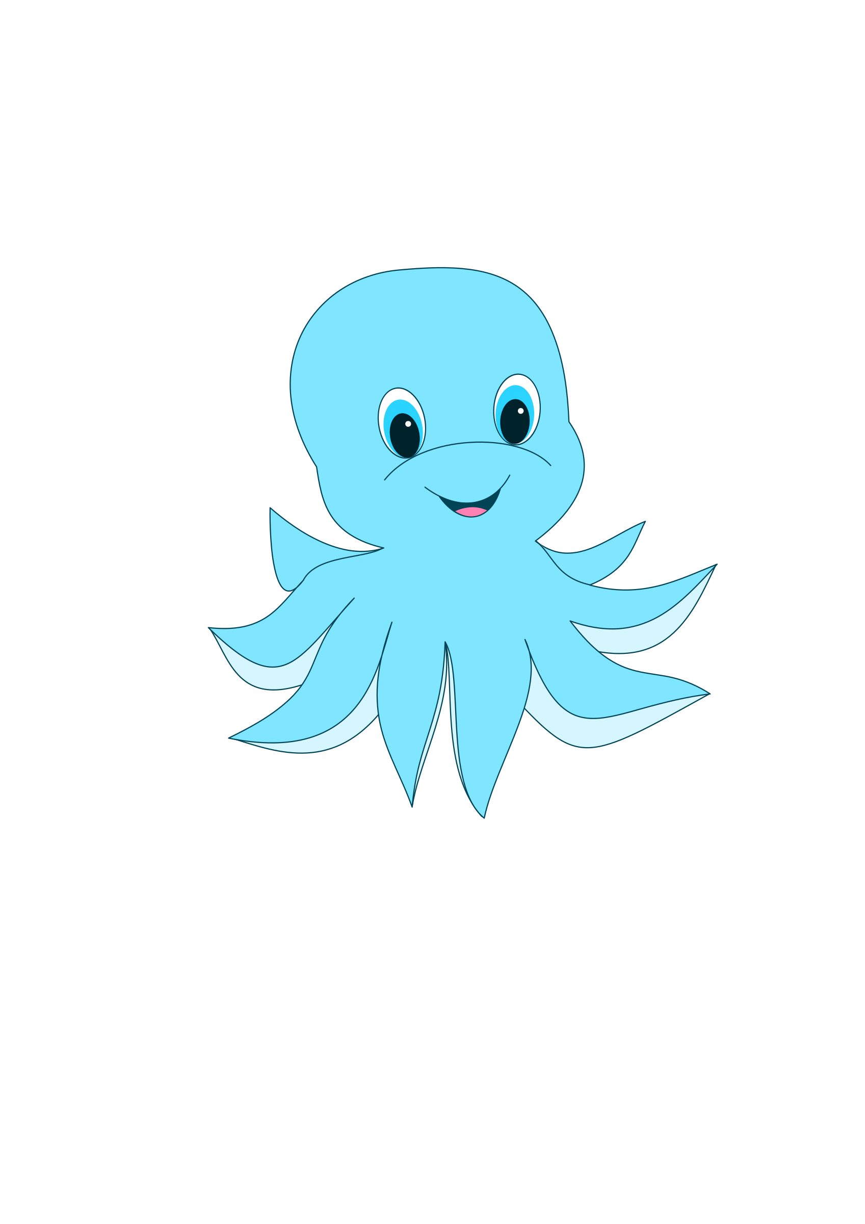 Cute Blue Octopus Vector Clipart image