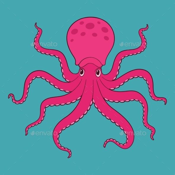 Purple cartoon octopus.