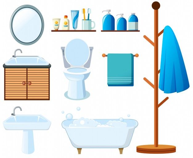 Bathroom equipments on white background Free Vector