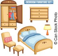 Bedroom furniture vector.