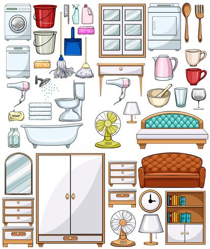 Different household equipments and furnitures