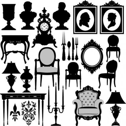 Antique furniture black and white silhouette