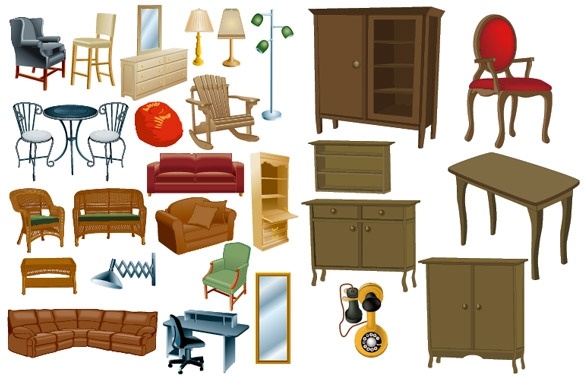 A variety of furniture furniture clip art Free vector in