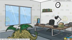 A Friendly Dragon and A Modern Office Background
