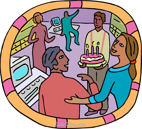 Office birthday celebrations Royalty Free Vector Clip Art