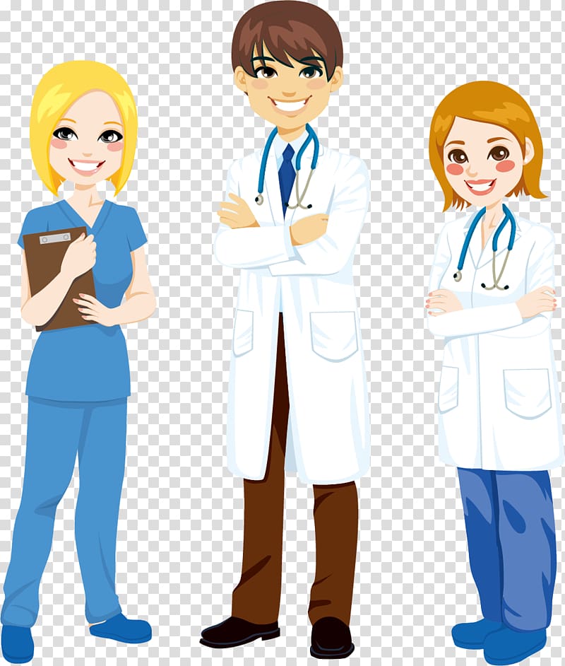 Three person illustration, Nursing Cartoon , Male and female