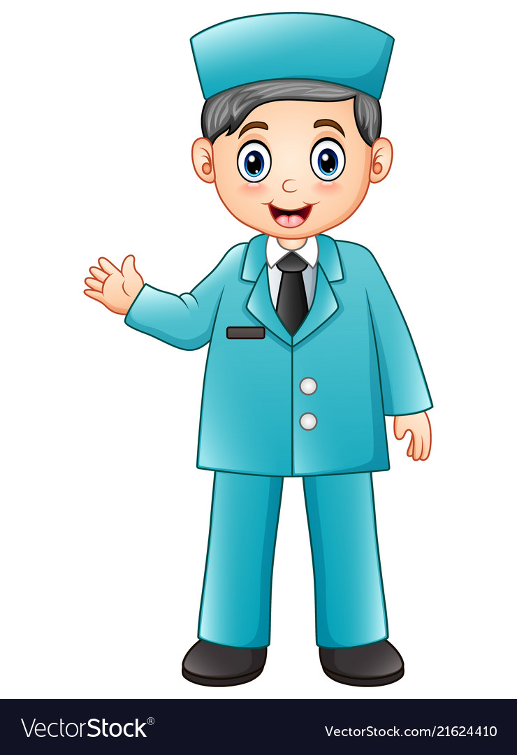 Cartoon male nurse in blue uniform