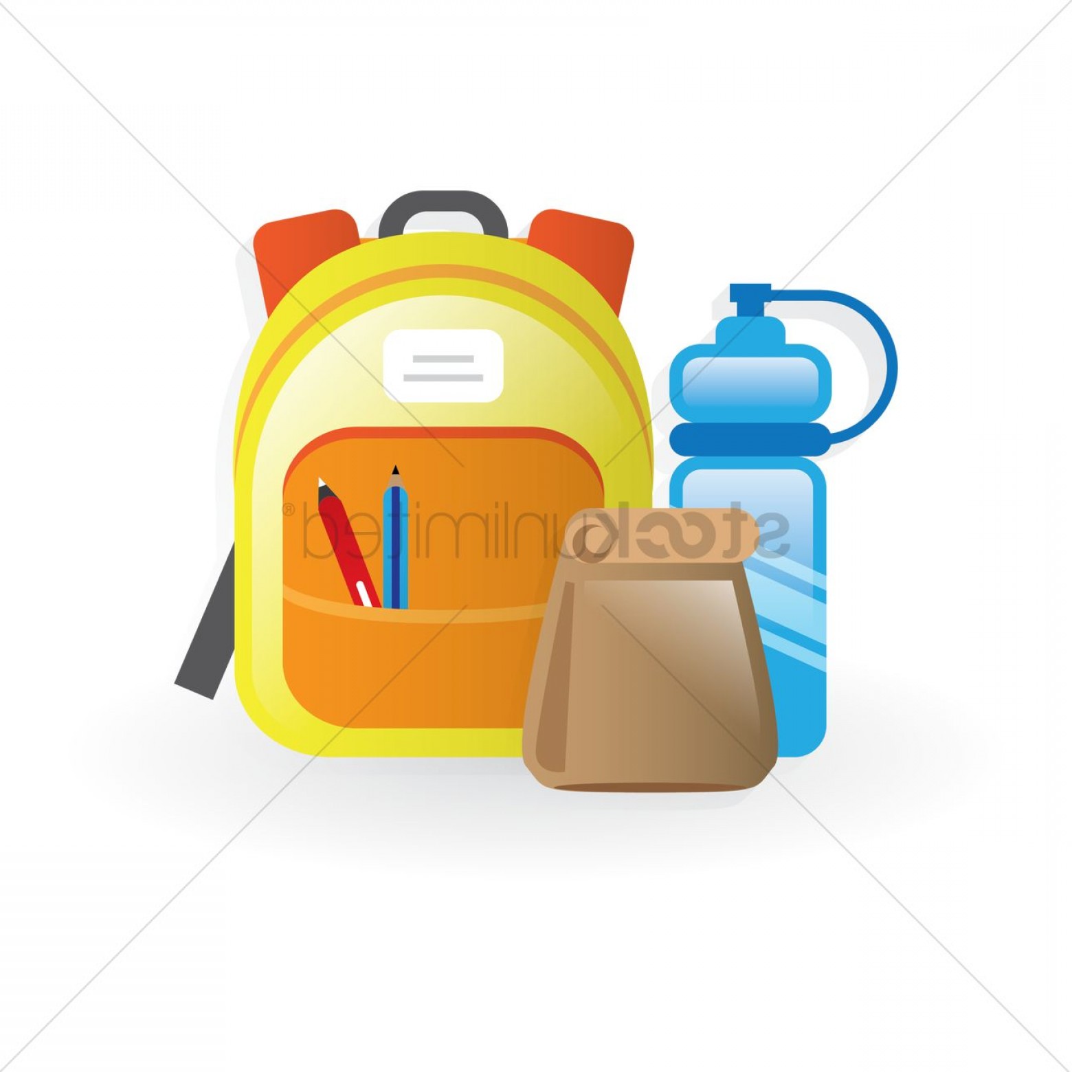 School Backpack Lunch Bag And Water Bottle