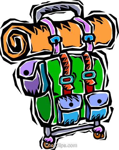 Back pack, camping gear Royalty Free Vector Clip Art