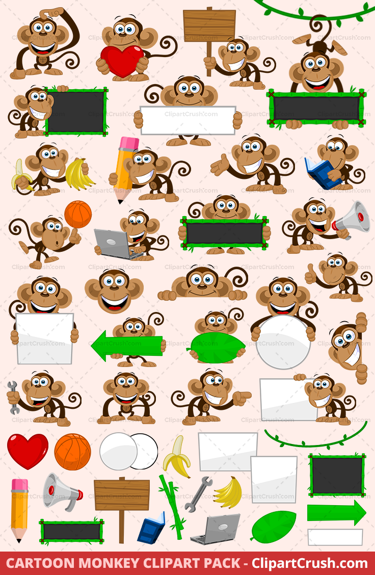 Cartoon Monkey Clipart Pack