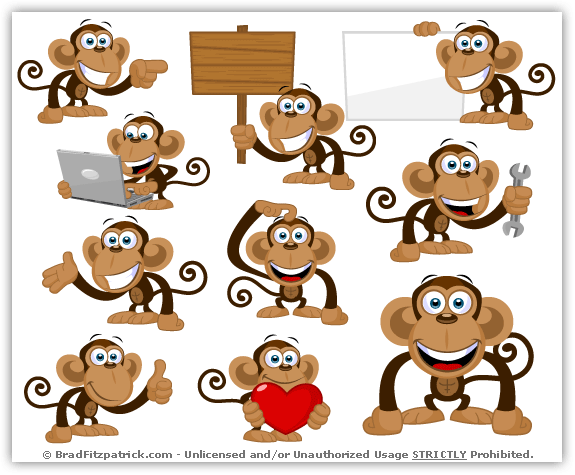 Cartoon Monkey Clipart Pack