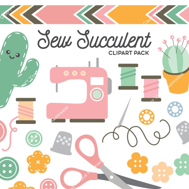 Sew succulent clipart.