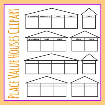 Place Value Houses Simple Clip Art Pack for Commercial Use