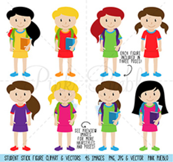 Huge Pack of Female Student Clipart Clip Art, Classroom Clipart, Teacher  Clipart