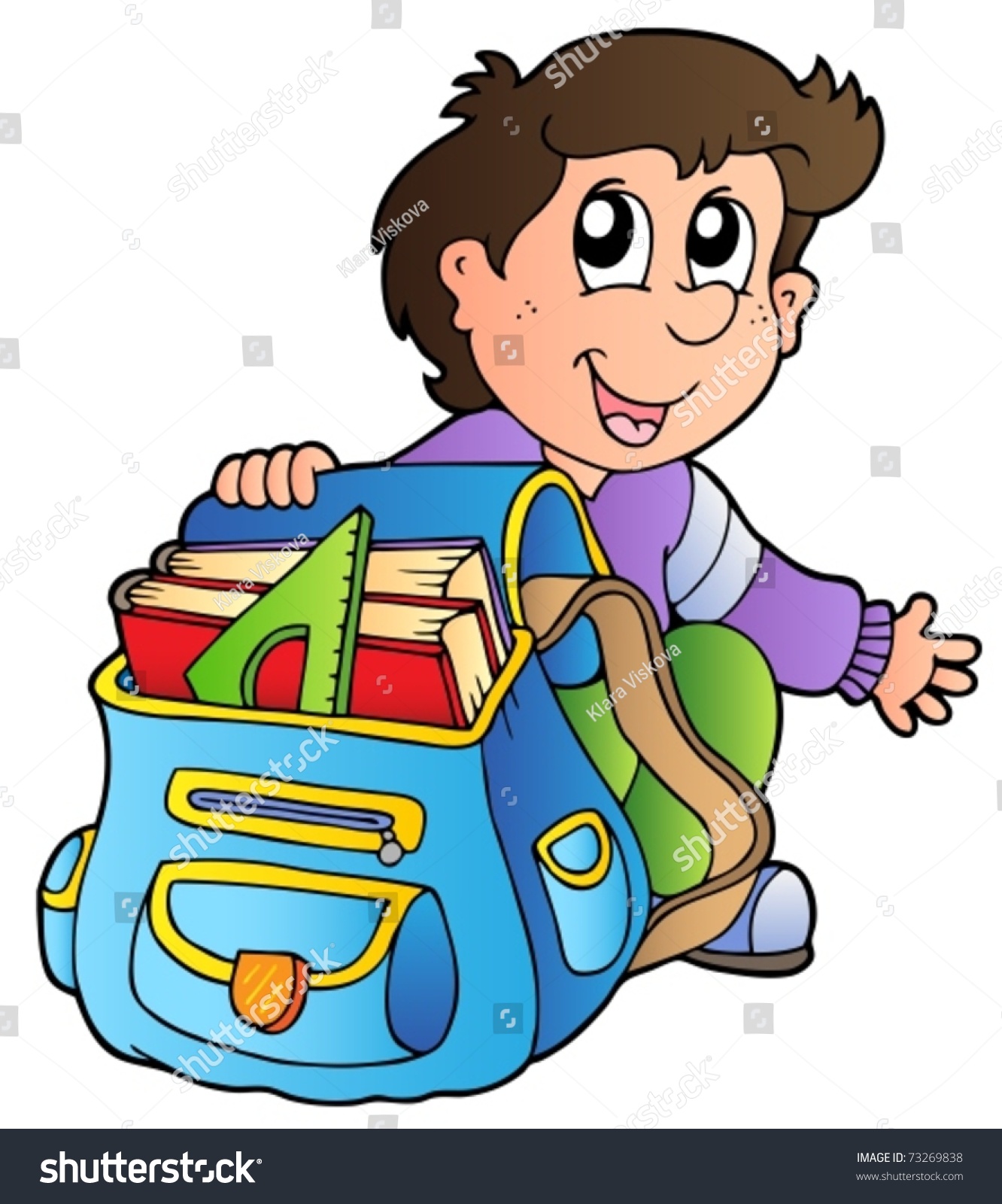 Unpack school bag clipart