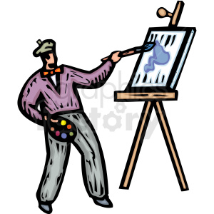 An Artist Painting a Work of Art on a Canvas clipart