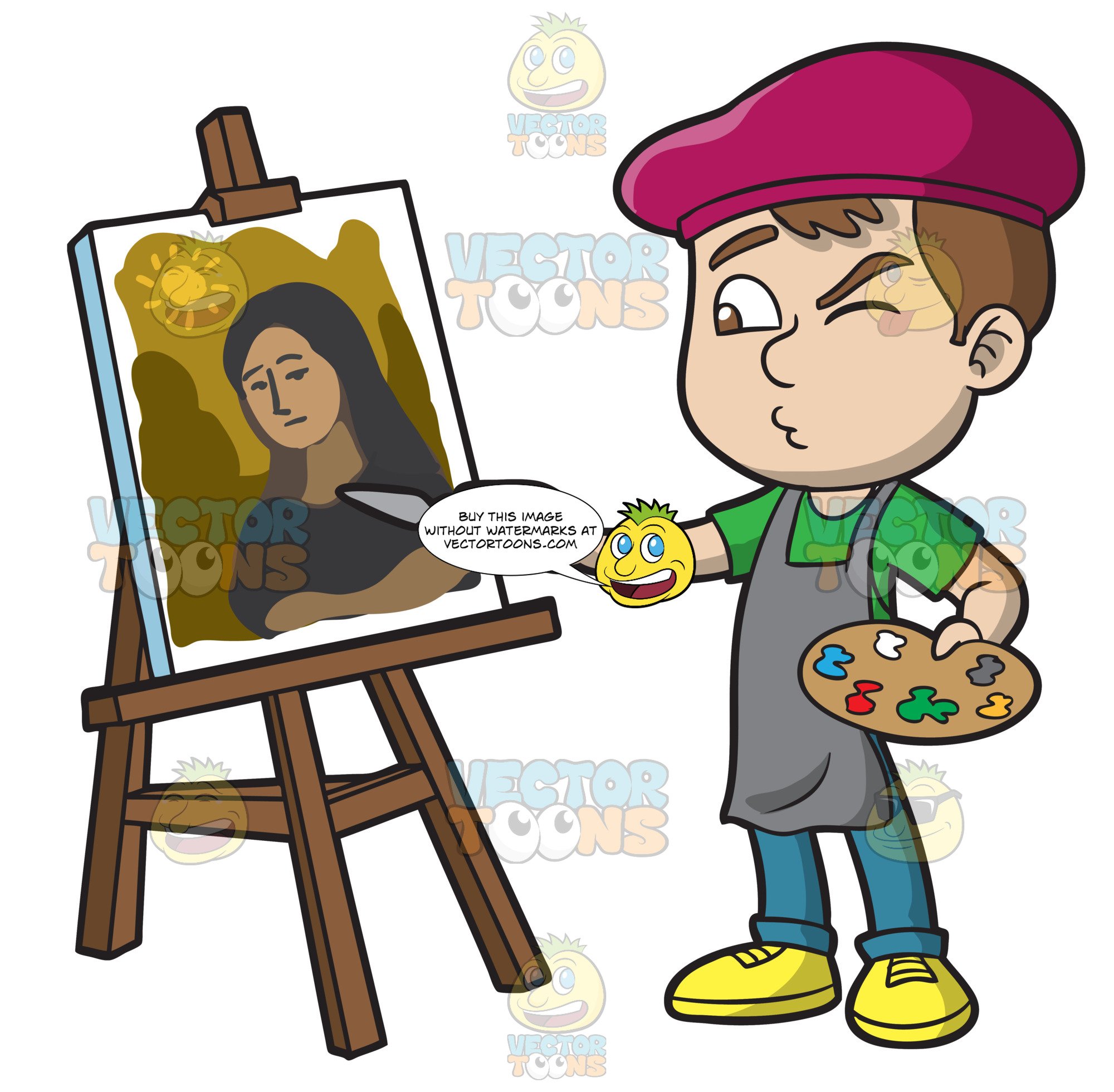A Boy Painting A Portrait