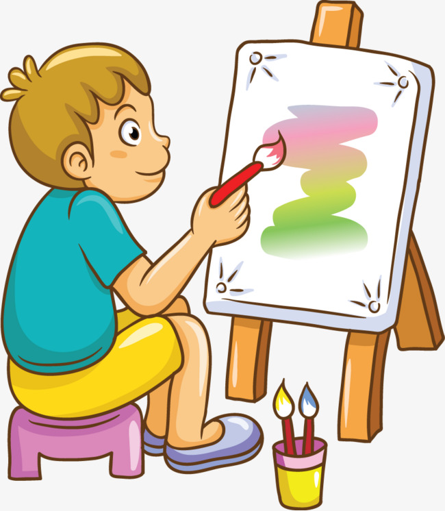 Boy painting clipart.