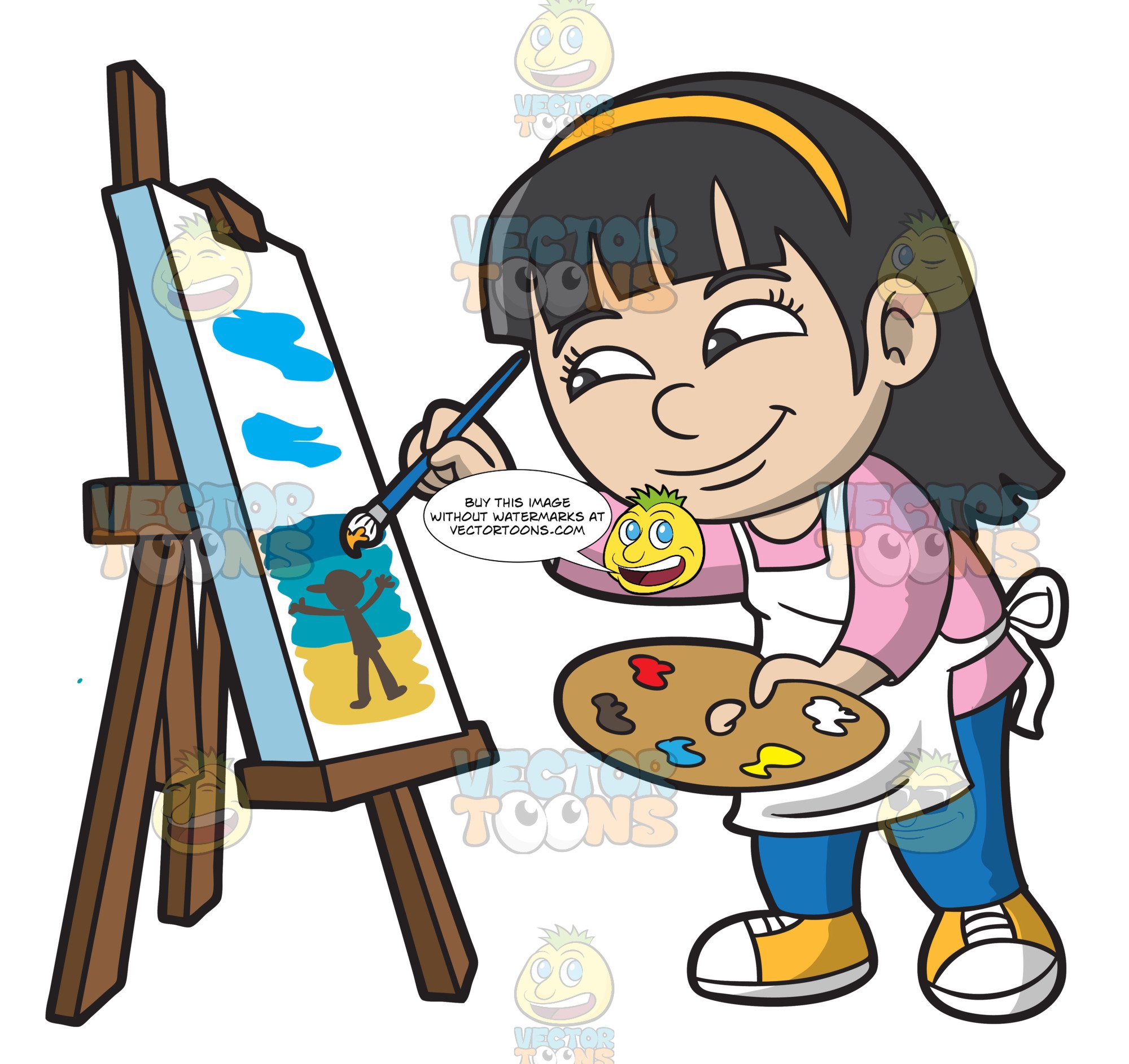 A Girl Painting A Seascape