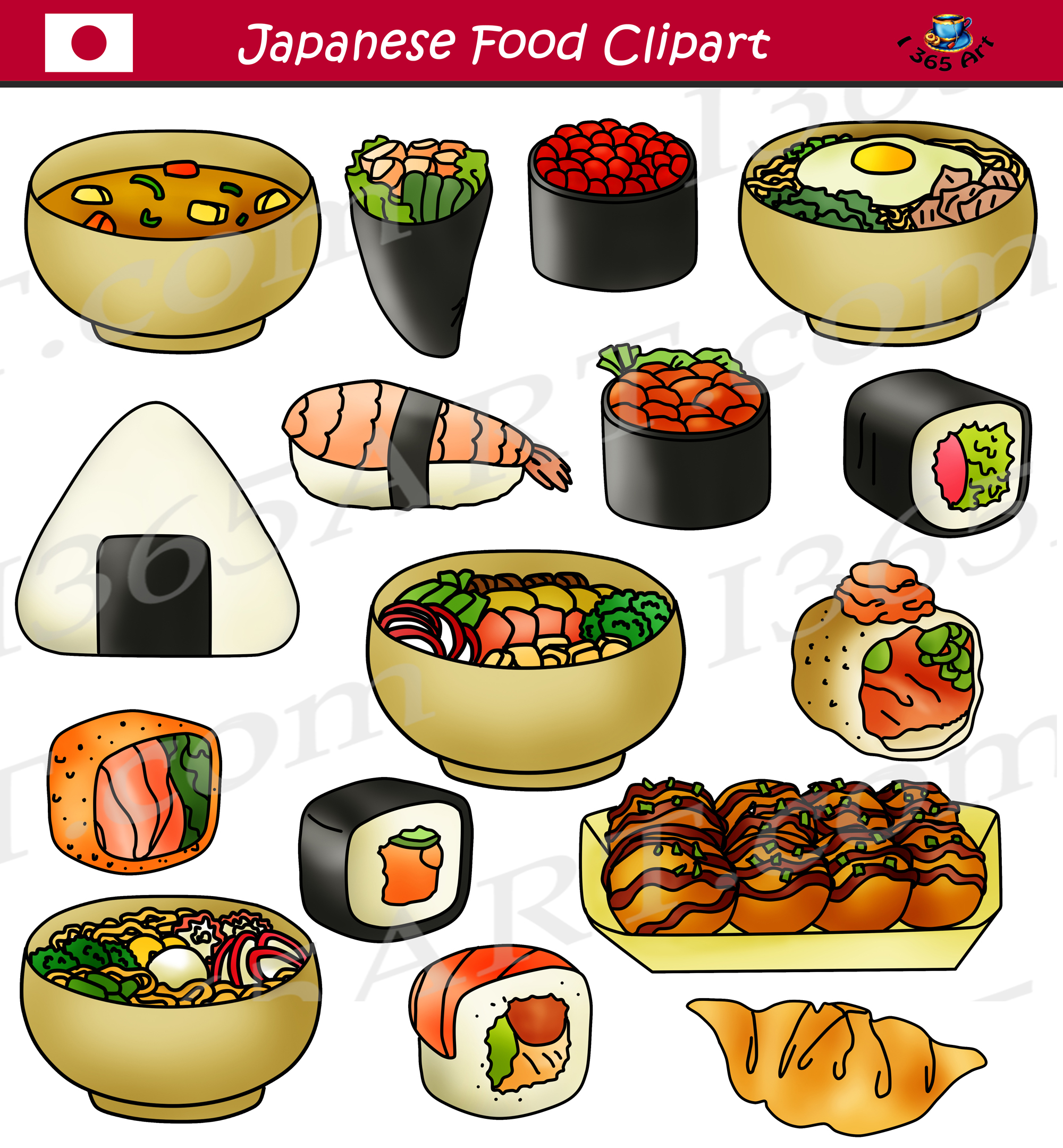 Japanese Food Clipart Sushi Commercial Graphics