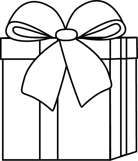 Black and White Christmas Gift Clip Art