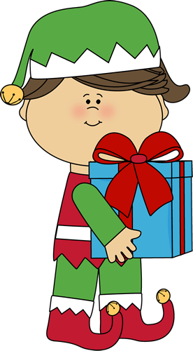 Girl Christmas Elf with Gift