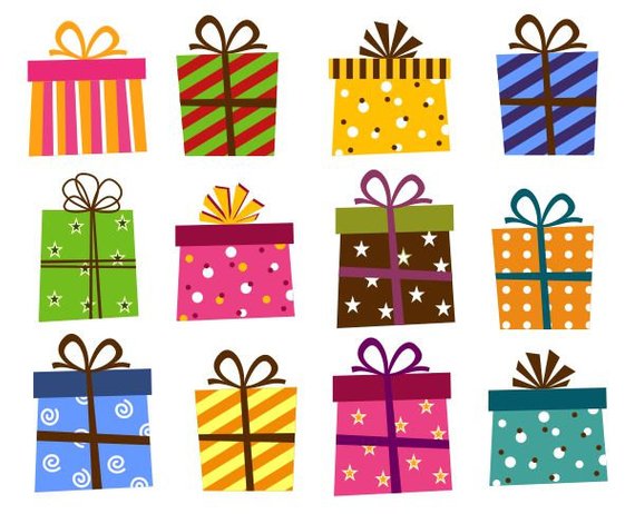 Giftbox Clip Art, Present Boxes Clip Art, Instant Download