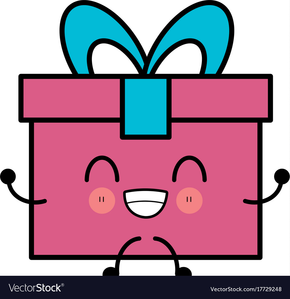 Gift box isolated cute kawaii cartoon