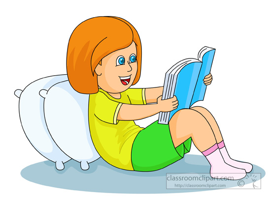clipart reading books bed