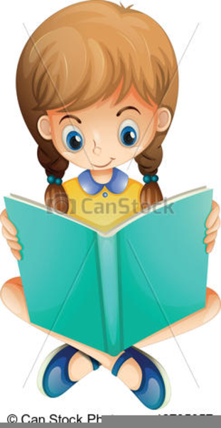 clipart reading books girls