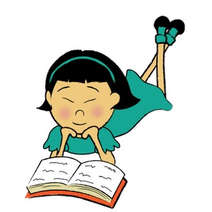 clipart reading books lady