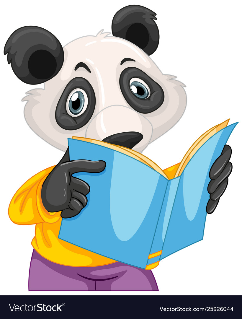 Panda reading book.