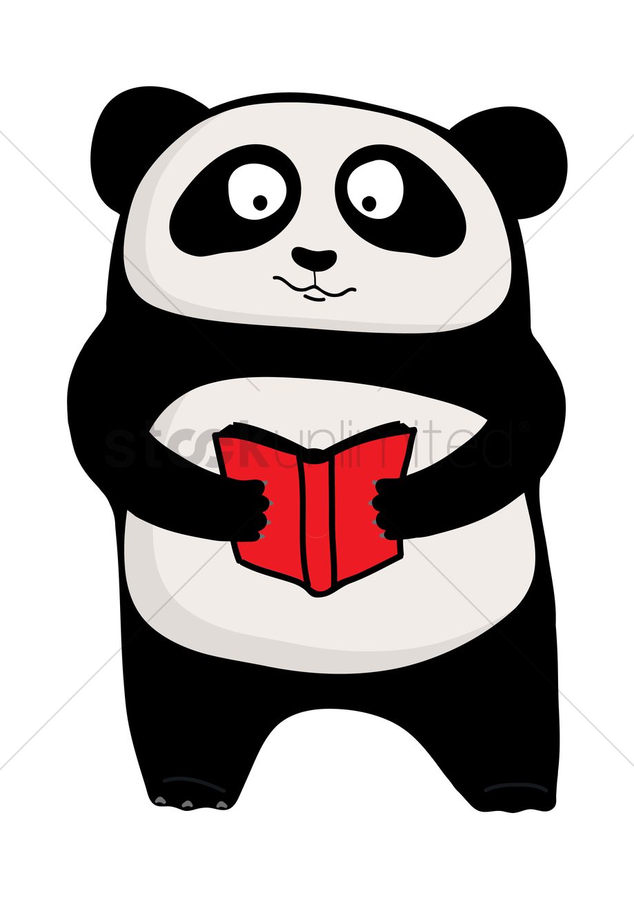 Free Cute panda reading book Vector Image
