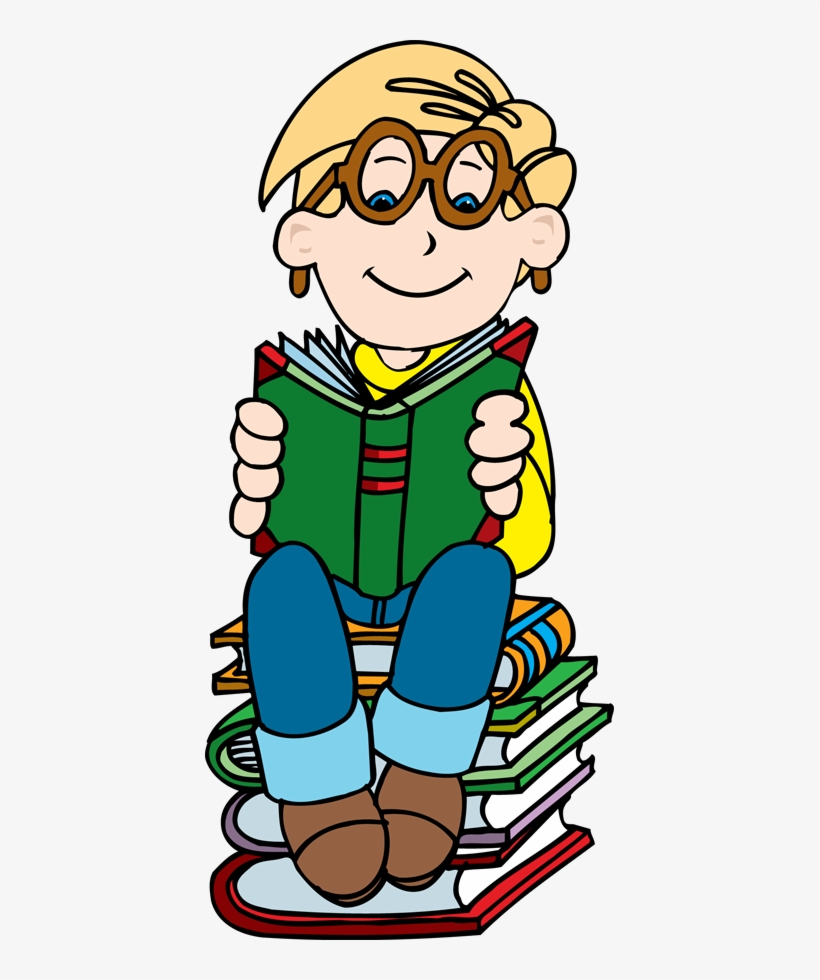 Boy Reading On Stack Of Books Clipart Clipartfest