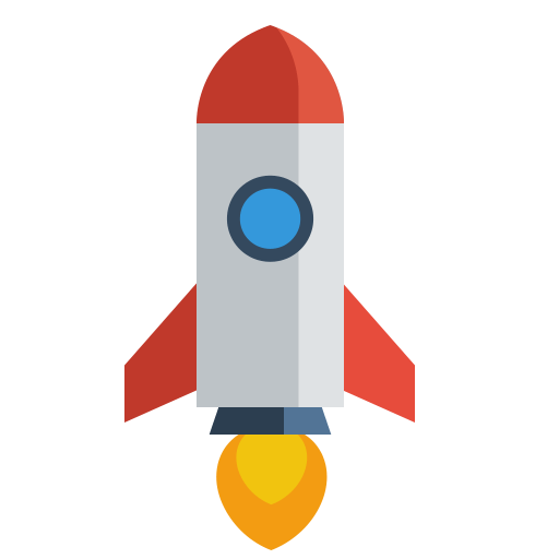 Rounded rocket emoji.