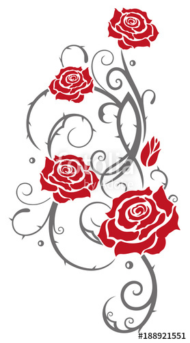 Rote Rosen mit Dornen und Bl