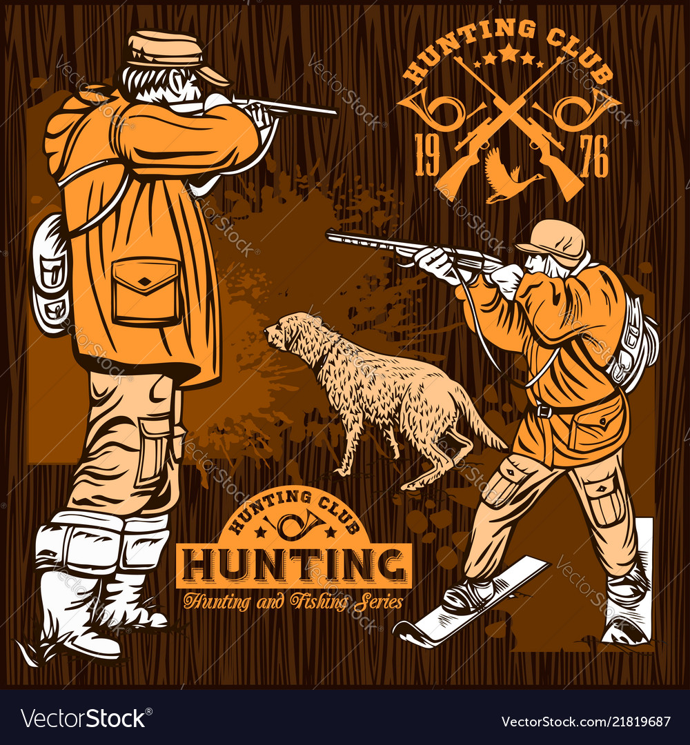 Hunters with dogs.