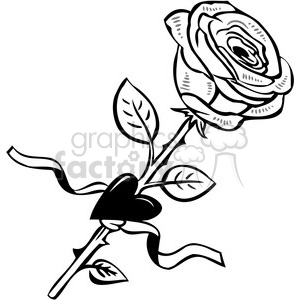 Rose with a heart clipart