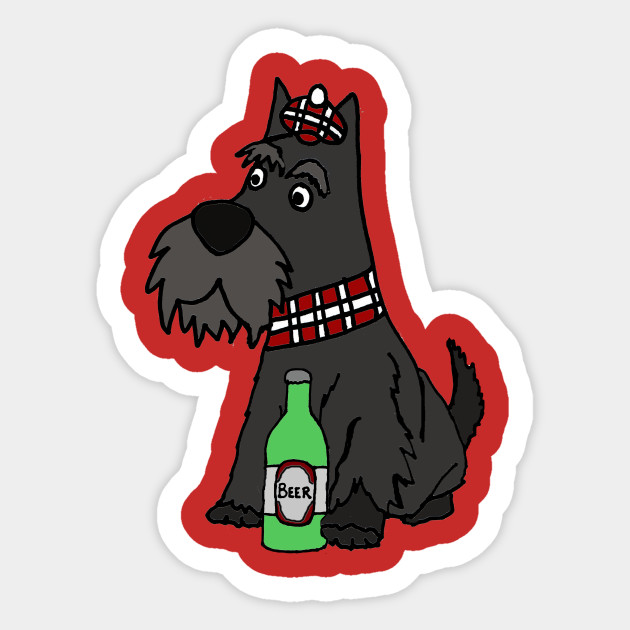 Cute Scottie Dog Drinking Beer