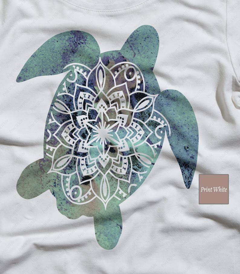 Watercolor Sea Turtle Sublimation Design Sea Turtle Mandala