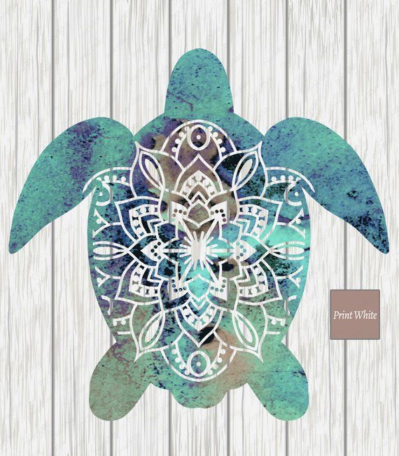 Watercolor Sea Turtle Sublimation Design Sea Turtle Mandala